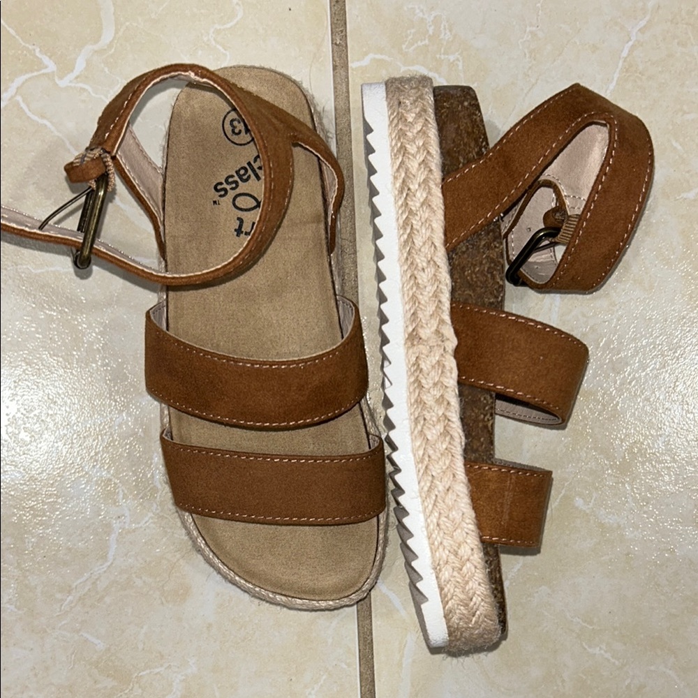 Brown Strappy Sandals with Espadrille Sole
